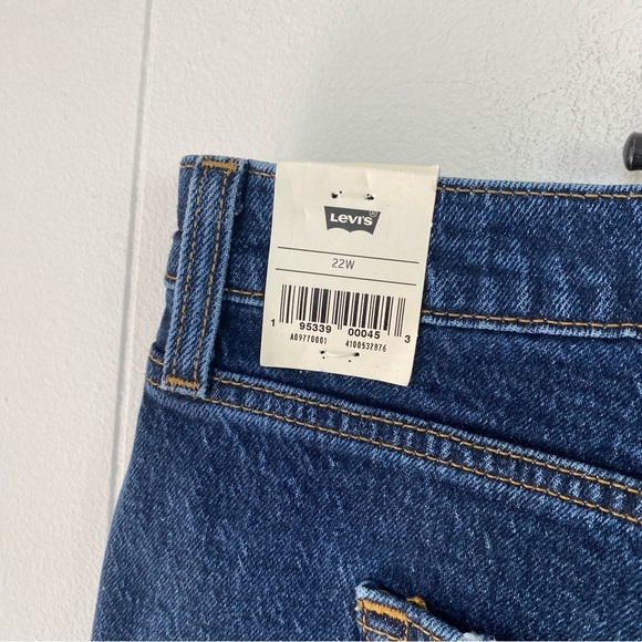 Levi's Wedgie Straight Jeans Women's Plus Size 22W Blue Denim Cropped Button Fly - Picture 9 of 14